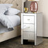 Mirrored Bedside Table With Drawers Nightstand Furniture Mirror Glass Silver Assembled